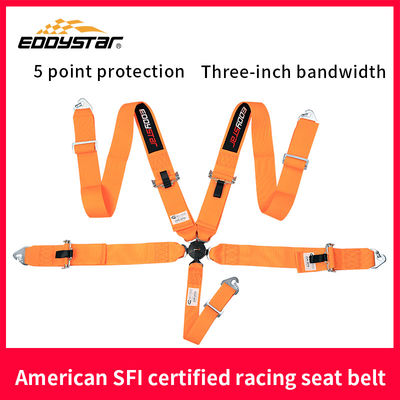 جودة  EDDYSTAR Nylon Drift Car Racing Seat Belt Orange Color 5 Point Seat Belt مصنع